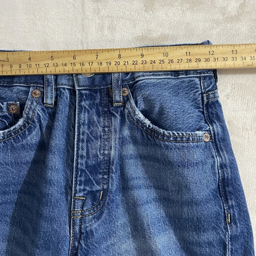 Aeropostale Jeans Womens Size 000 90s Baggy Blue Denim Medium Wash‎ Button Fly